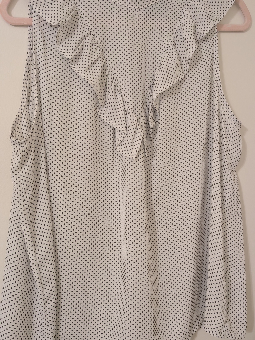 Polka Dot Ruffle Sleeveless Blouse - White/Black